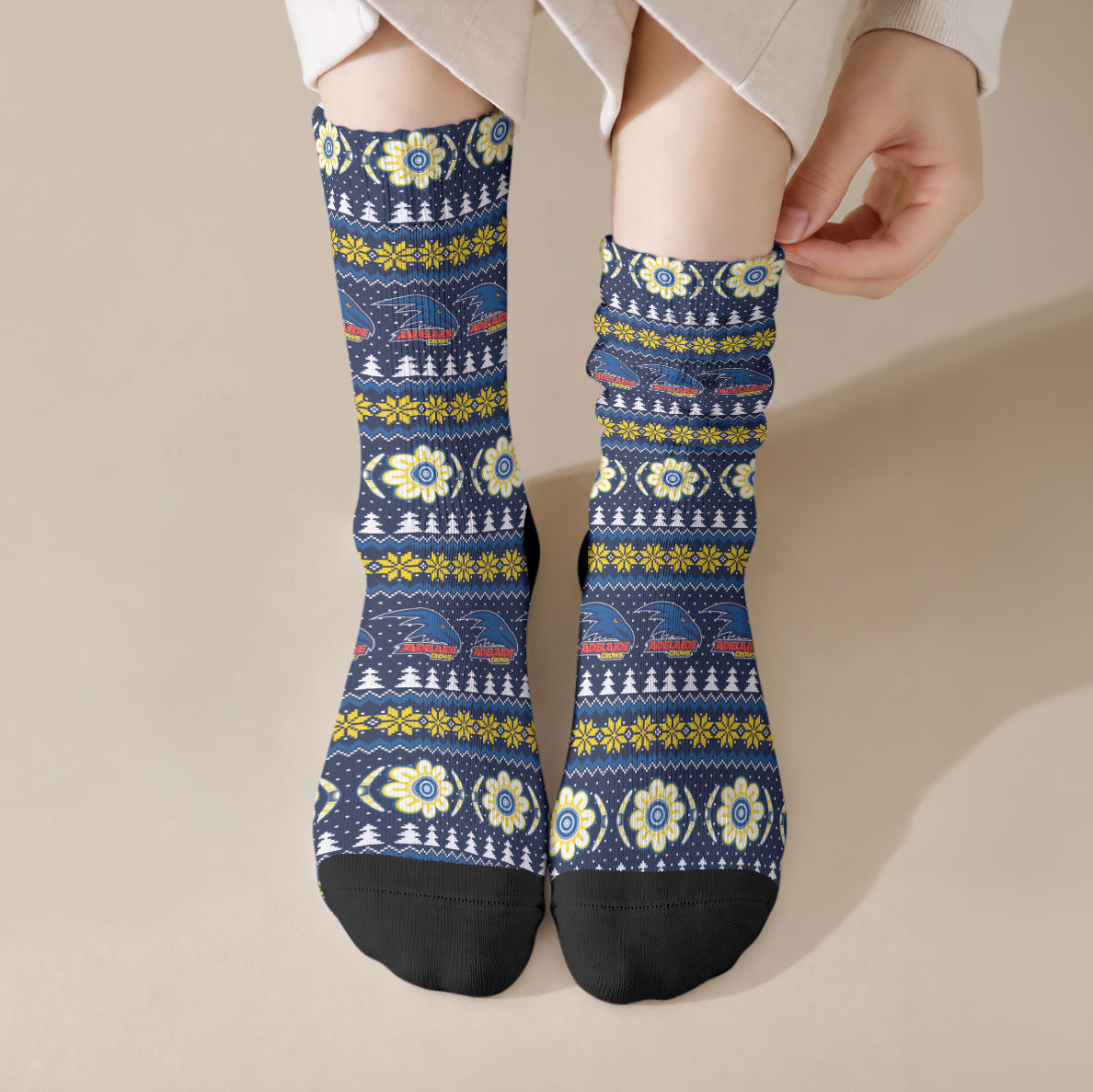 Adelaide Crows Football Christmas Crew Socks Aboriginal Seamless Cardigan Inspired