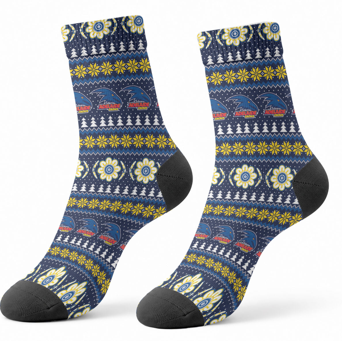Adelaide Crows Football Christmas Crew Socks Aboriginal Seamless Cardigan Inspired