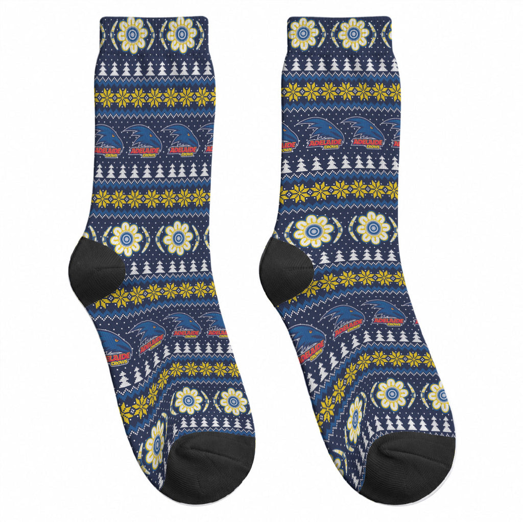 Adelaide Crows Football Christmas Crew Socks Aboriginal Seamless Cardigan Inspired