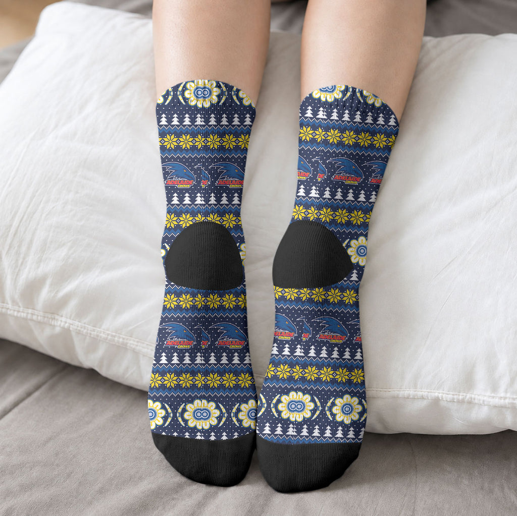 Adelaide Crows Football Christmas Crew Socks Aboriginal Seamless Cardigan Inspired