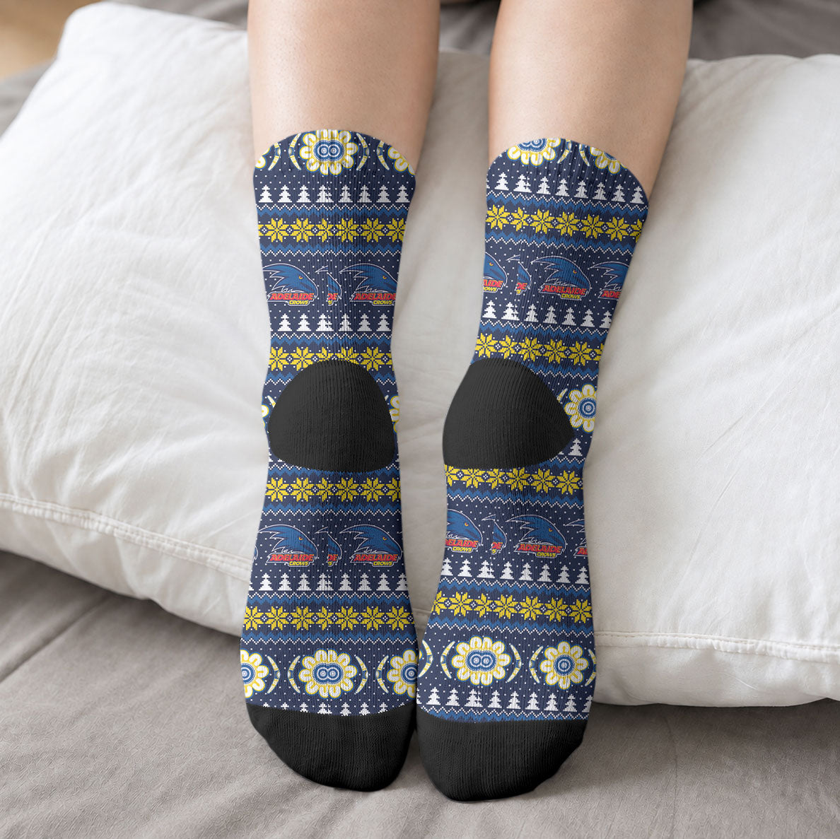 Adelaide Crows Football Christmas Crew Socks Aboriginal Seamless Cardigan Inspired