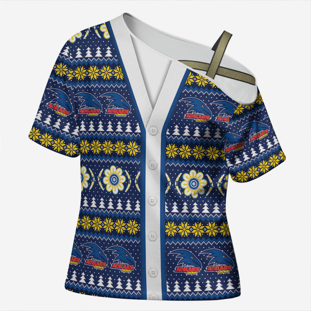 Adelaide Crows Football Christmas Cross Shoulder Shirt Aboriginal Seamless Cardigan Inspired