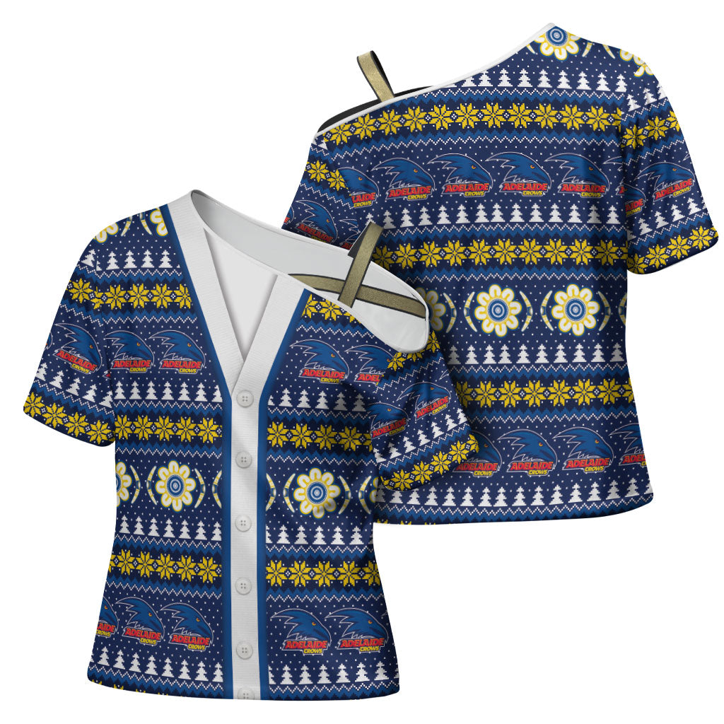 Adelaide Crows Football Christmas Cross Shoulder Shirt Aboriginal Seamless Cardigan Inspired