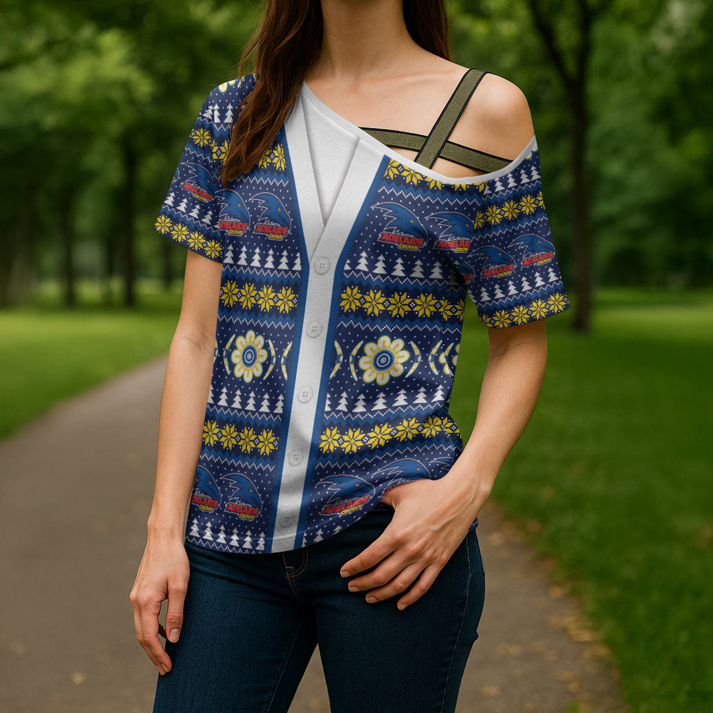 Adelaide Crows Football Christmas Cross Shoulder Shirt Aboriginal Seamless Cardigan Inspired