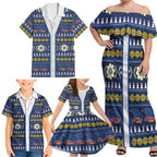 Adelaide Crows Football Christmas Family Matching Off Shoulder Maxi Dress and Hawaiian Shirt Aboriginal Seamless Cardigan Inspired