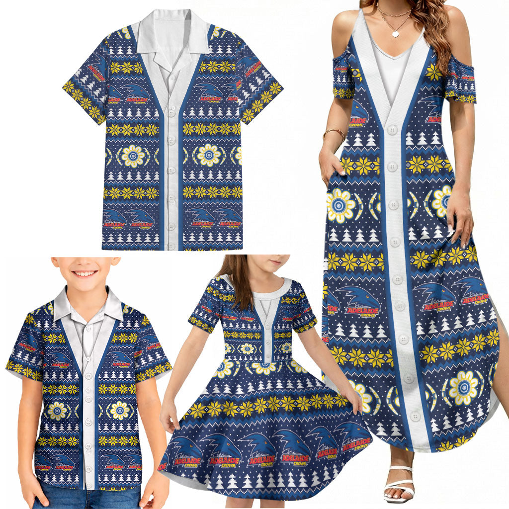 Adelaide Crows Football Christmas Family Matching Summer Maxi Dress and Hawaiian Shirt Aboriginal Seamless Cardigan Inspired