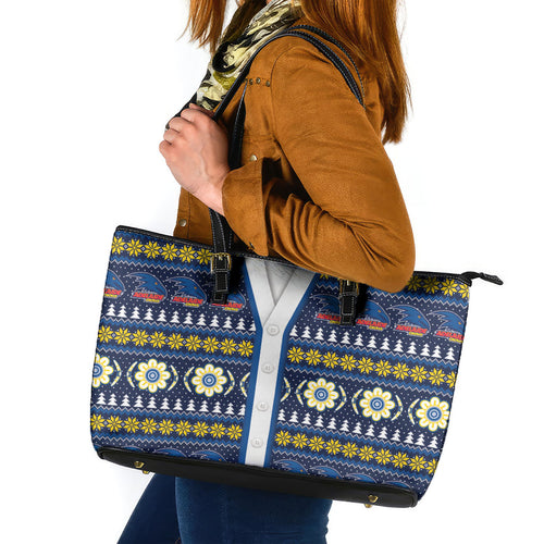 Adelaide Crows Football Christmas Leather Tote Bag Aboriginal Seamless Cardigan Inspired