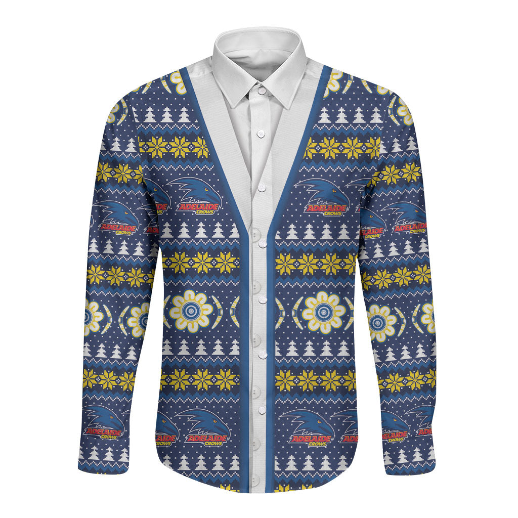 Adelaide Crows Football Christmas Long Sleeve Button Shirt Aboriginal Seamless Cardigan Inspired