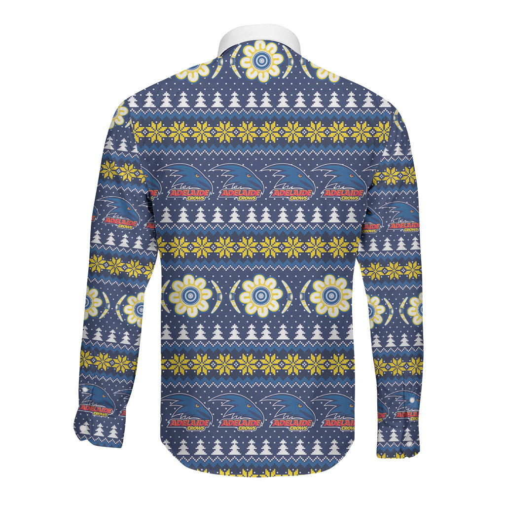 Adelaide Crows Football Christmas Long Sleeve Button Shirt Aboriginal Seamless Cardigan Inspired