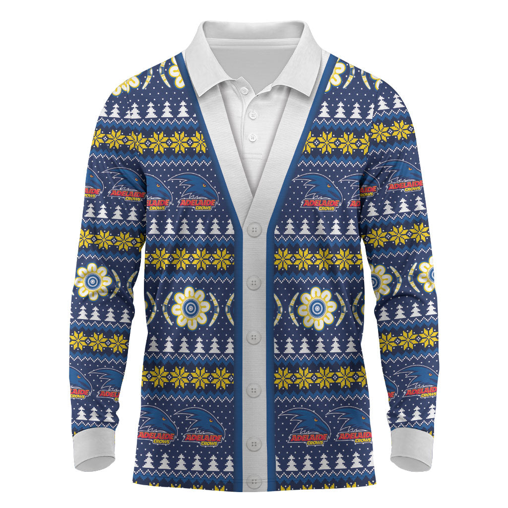 Adelaide Crows Football Christmas Long Sleeve Polo Shirt Aboriginal Seamless Cardigan Inspired