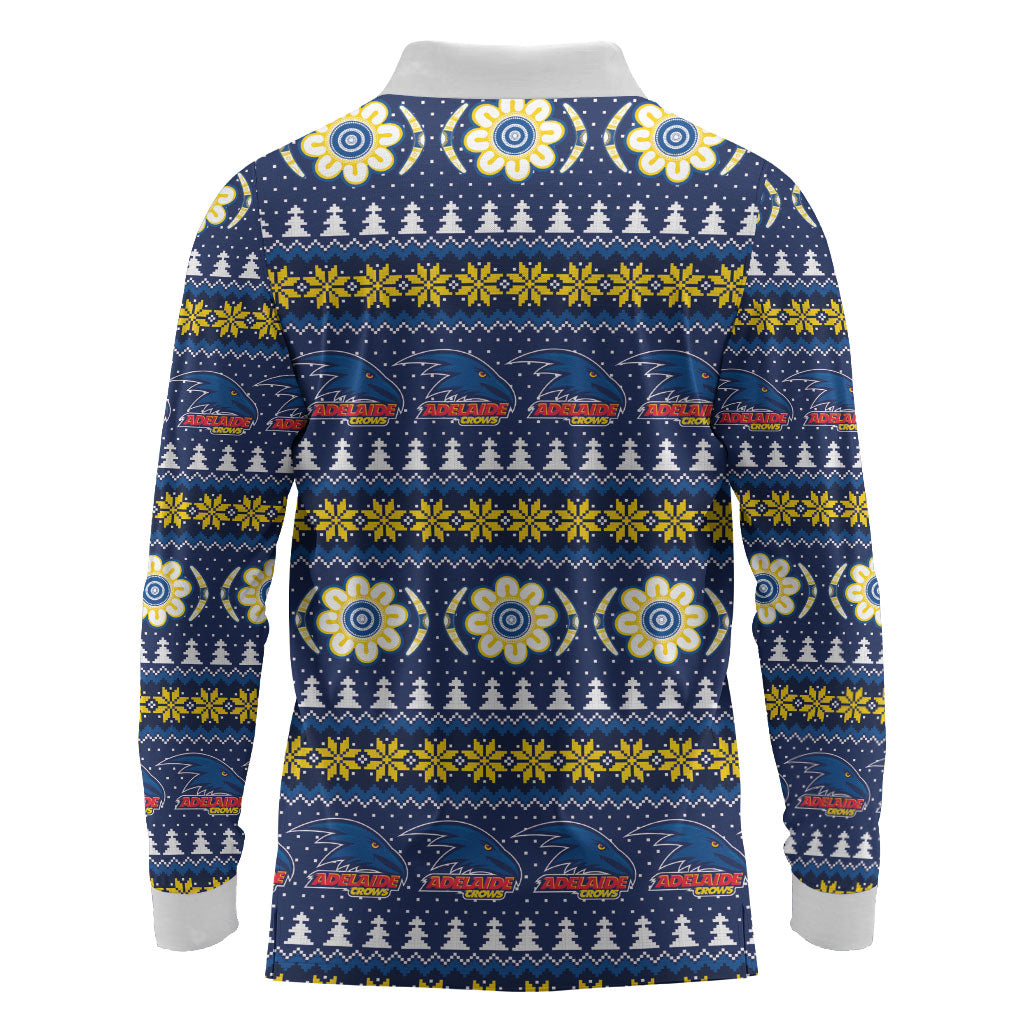 Adelaide Crows Football Christmas Long Sleeve Polo Shirt Aboriginal Seamless Cardigan Inspired