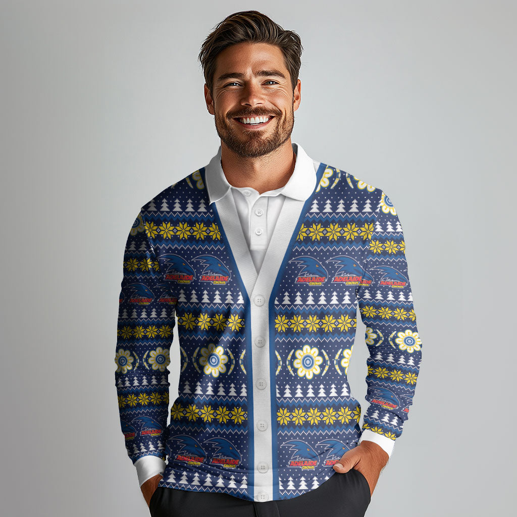 Adelaide Crows Football Christmas Long Sleeve Polo Shirt Aboriginal Seamless Cardigan Inspired