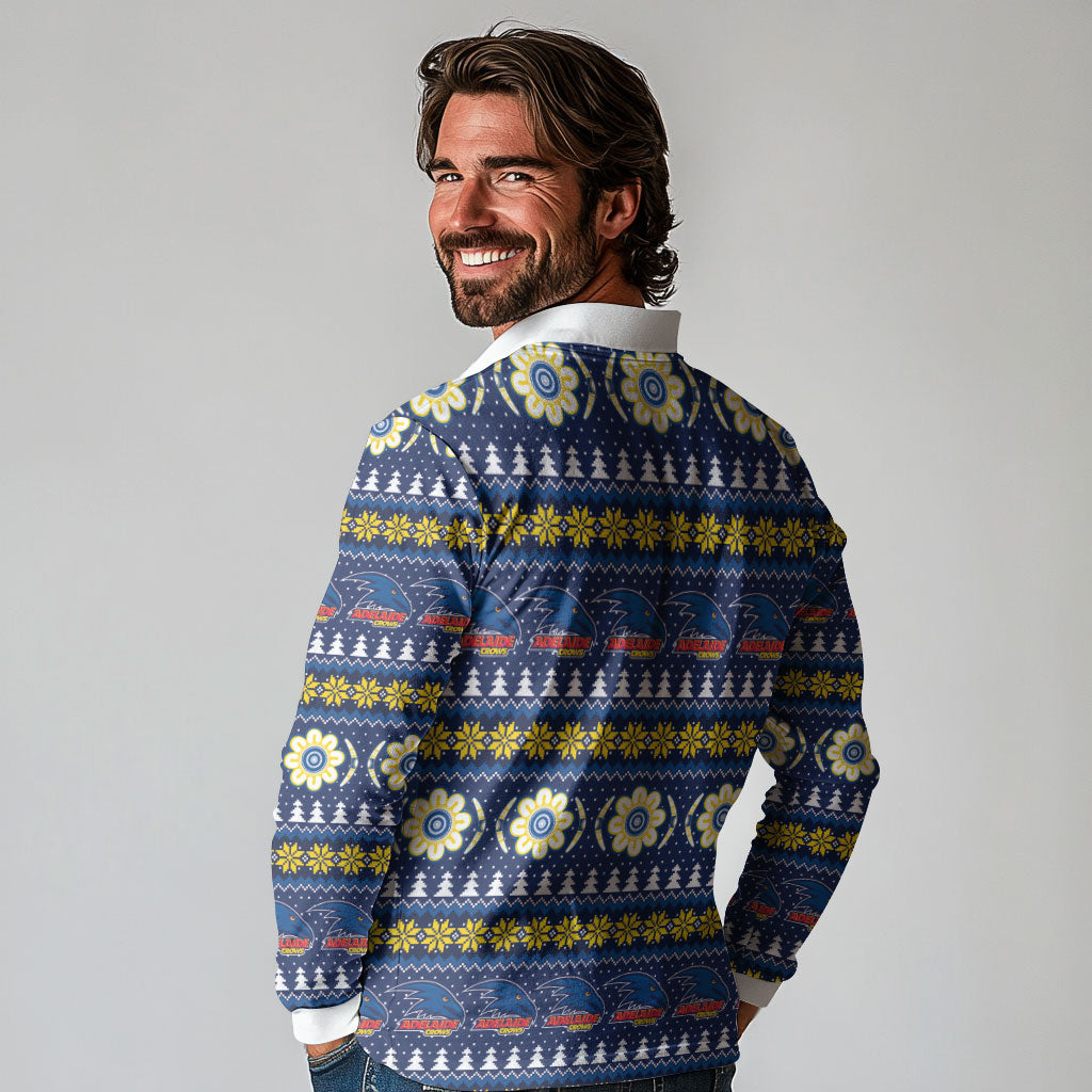 Adelaide Crows Football Christmas Long Sleeve Polo Shirt Aboriginal Seamless Cardigan Inspired