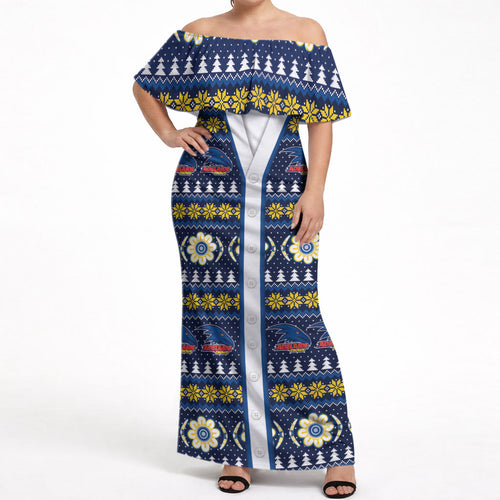 Adelaide Crows Football Christmas Off Shoulder Maxi Dress Aboriginal Seamless Cardigan Inspired