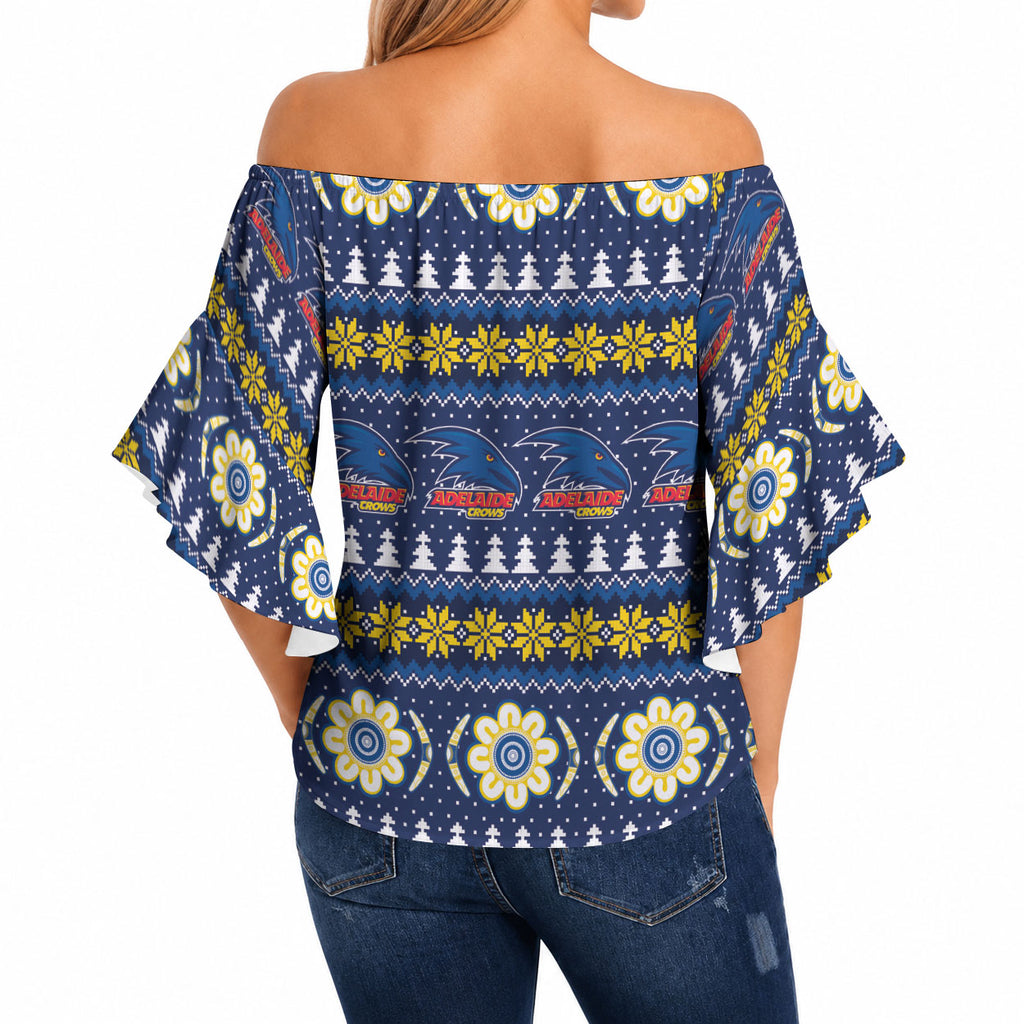 Adelaide Crows Football Christmas Off Shoulder Wrap Waist Top Aboriginal Seamless Cardigan Inspired