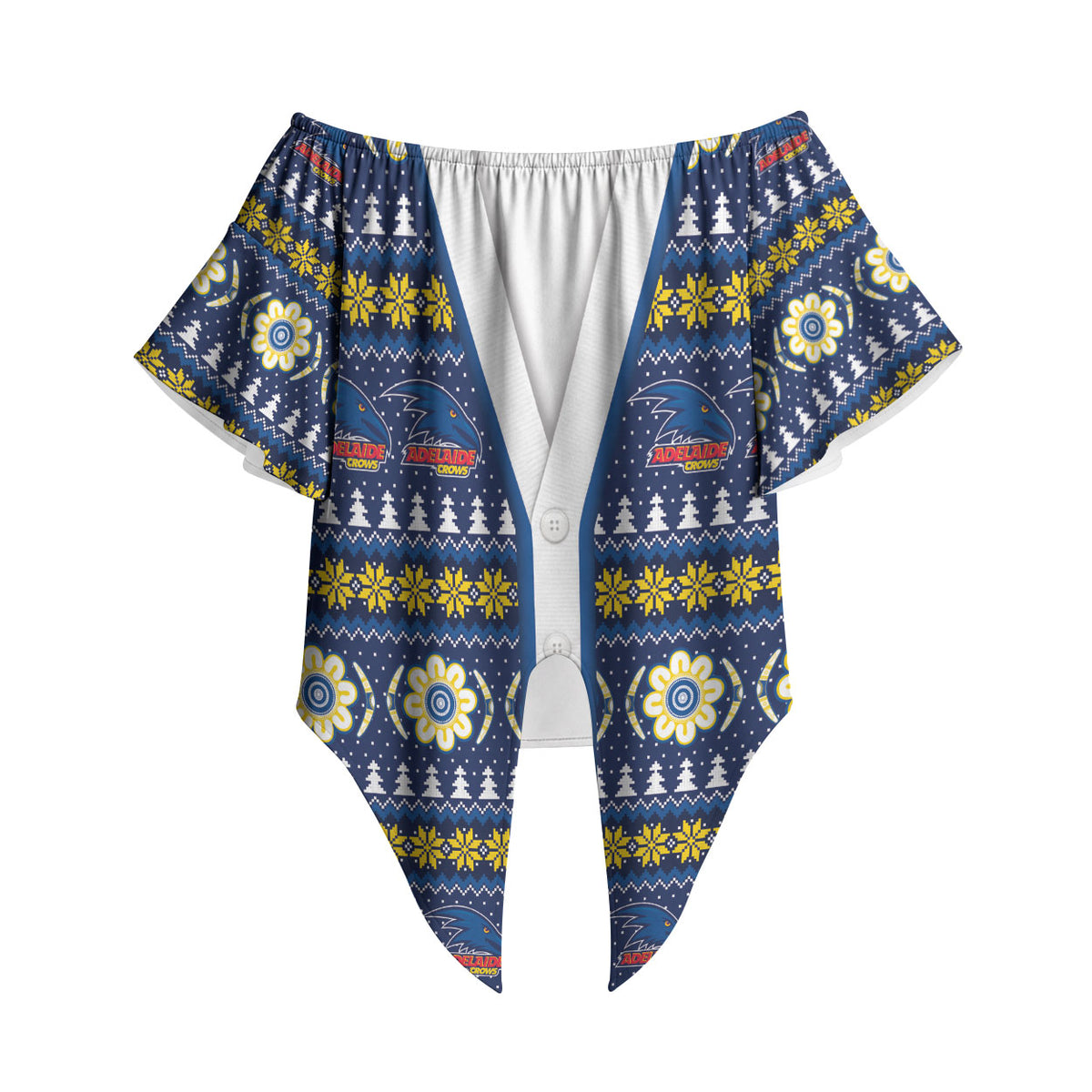 Adelaide Crows Football Christmas Off Shoulder Wrap Waist Top Aboriginal Seamless Cardigan Inspired