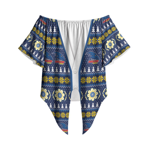 Adelaide Crows Football Christmas Off Shoulder Wrap Waist Top Aboriginal Seamless Cardigan Inspired