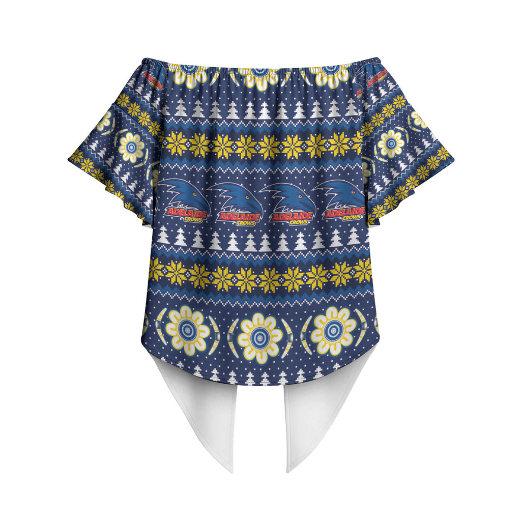 Adelaide Crows Football Christmas Off Shoulder Wrap Waist Top Aboriginal Seamless Cardigan Inspired