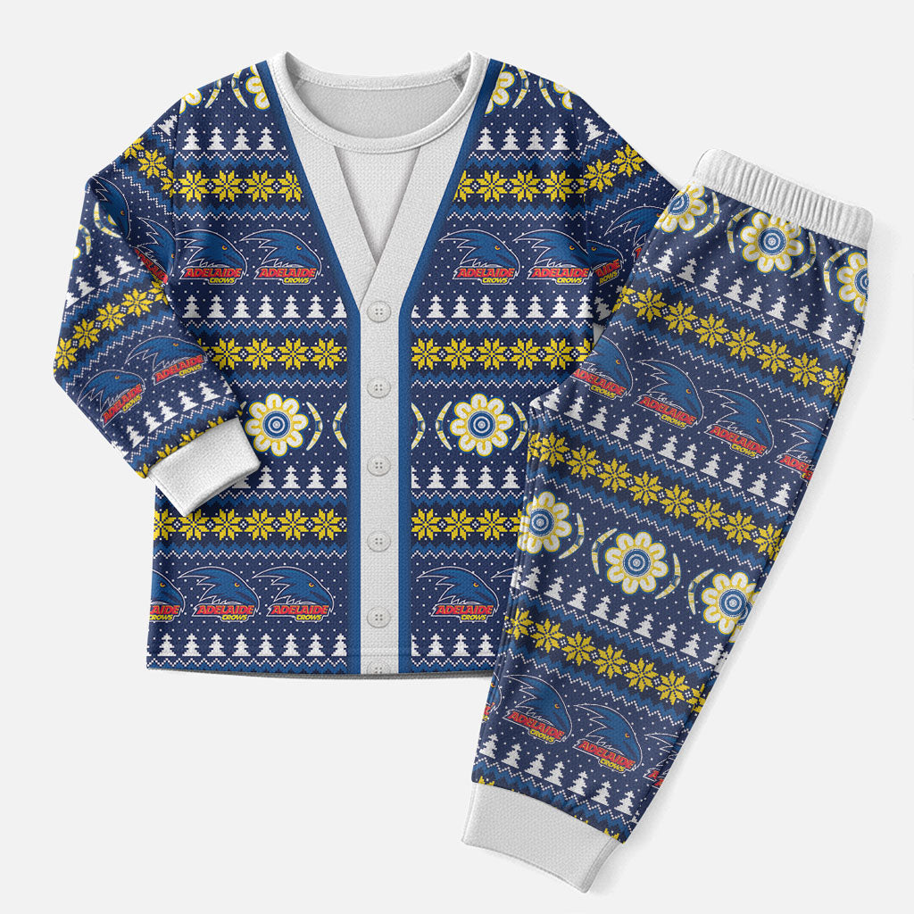 Adelaide Crows Football Christmas Pajama Set Aboriginal Seamless Cardigan Inspired