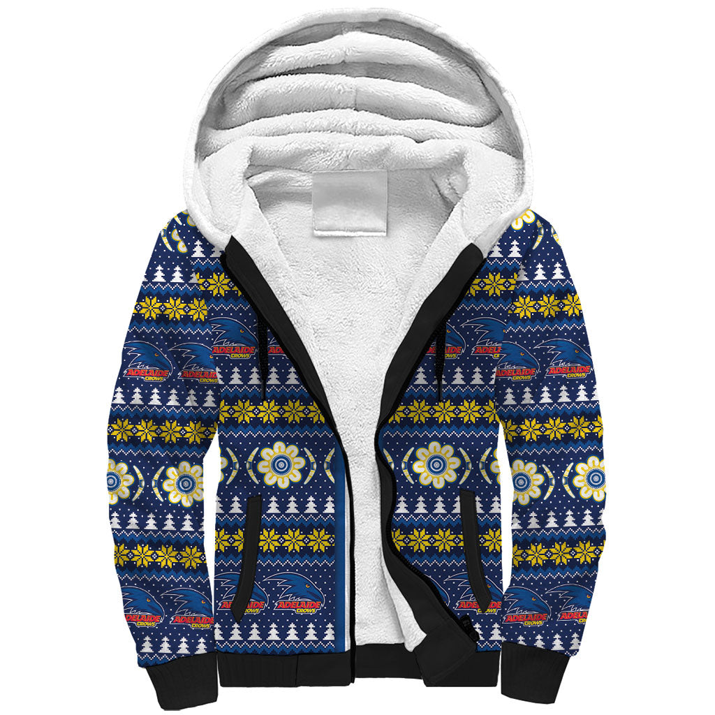 Adelaide Crows Football Christmas Sherpa Hoodie Aboriginal Seamless Cardigan Inspired