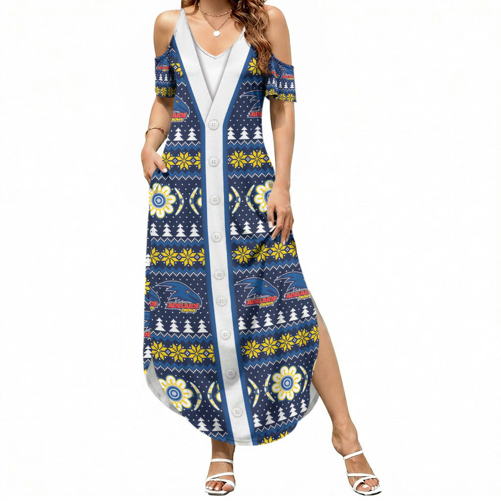 Adelaide Crows Football Christmas Summer Maxi Dress Aboriginal Seamless Cardigan Inspired