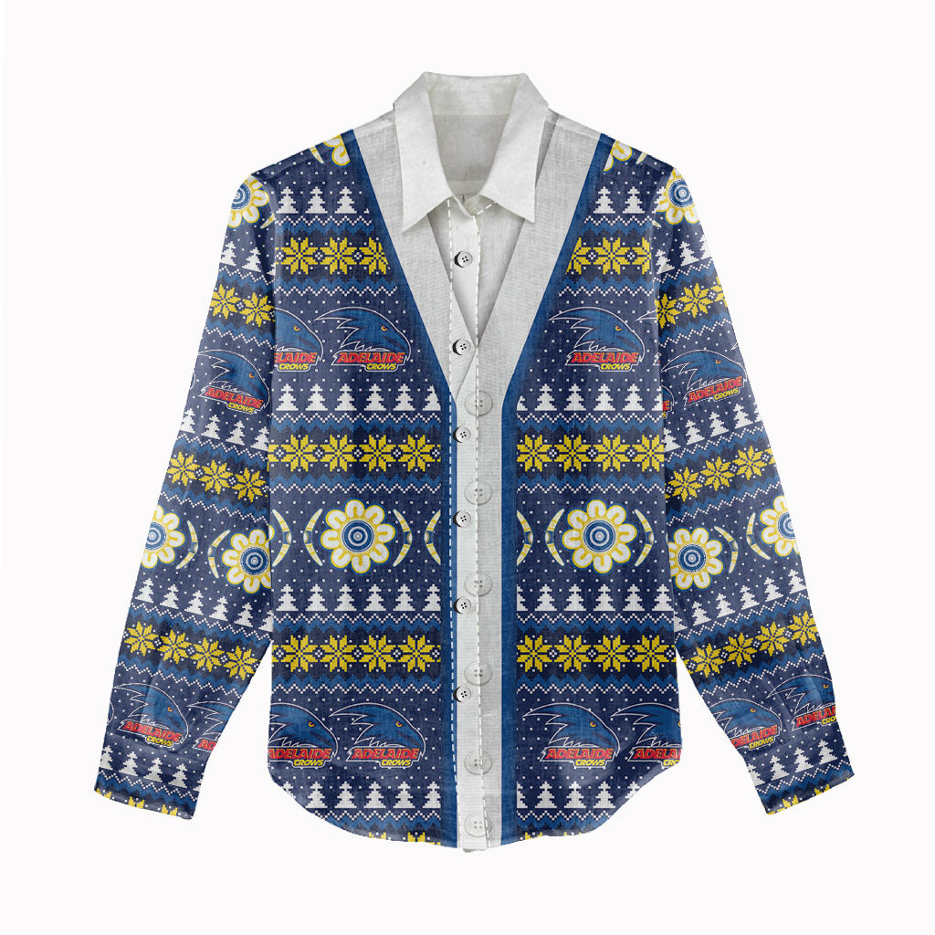 Adelaide Crows Football Christmas Women Casual Shirt Aboriginal Seamless Cardigan Inspired
