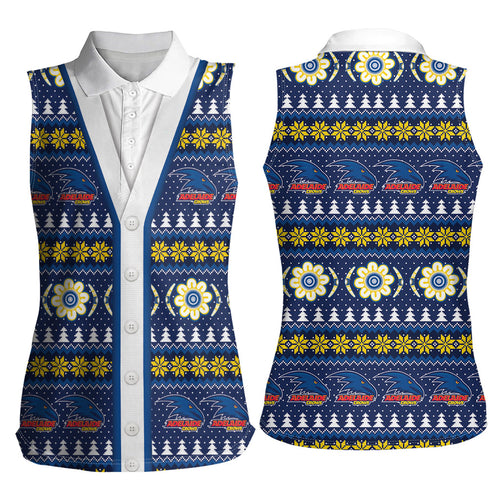 Adelaide Crows Football Christmas Women Sleeveless Polo Shirt Aboriginal Seamless Cardigan Inspired