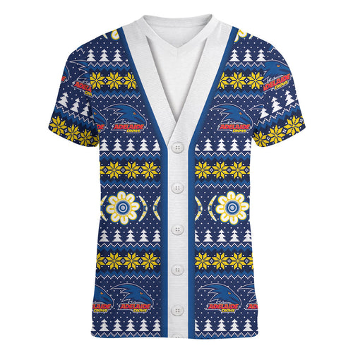 Adelaide Crows Football Christmas Women V-Neck T-Shirt Aboriginal Seamless Cardigan Inspired