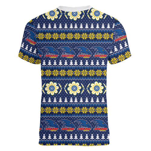 Adelaide Crows Football Christmas Women V-Neck T-Shirt Aboriginal Seamless Cardigan Inspired