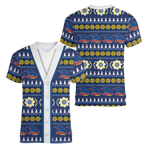 Adelaide Crows Football Christmas Women V-Neck T-Shirt Aboriginal Seamless Cardigan Inspired