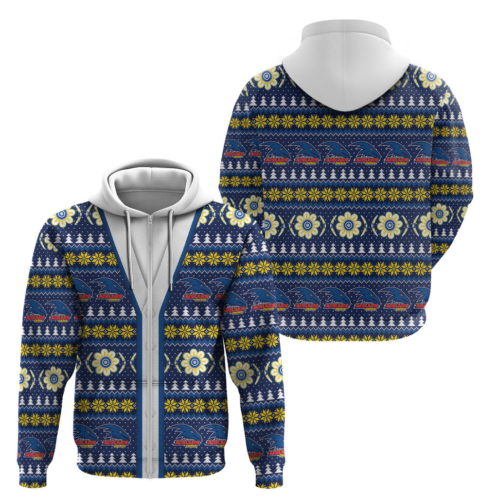 Adelaide Crows Football Christmas Zip Hoodie Aboriginal Seamless Cardigan Inspired