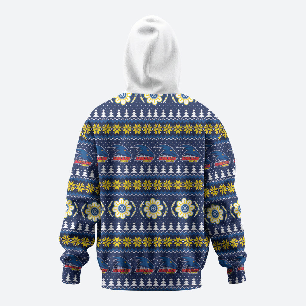 Adelaide Crows Football Christmas Zip Hoodie Aboriginal Seamless Cardigan Inspired
