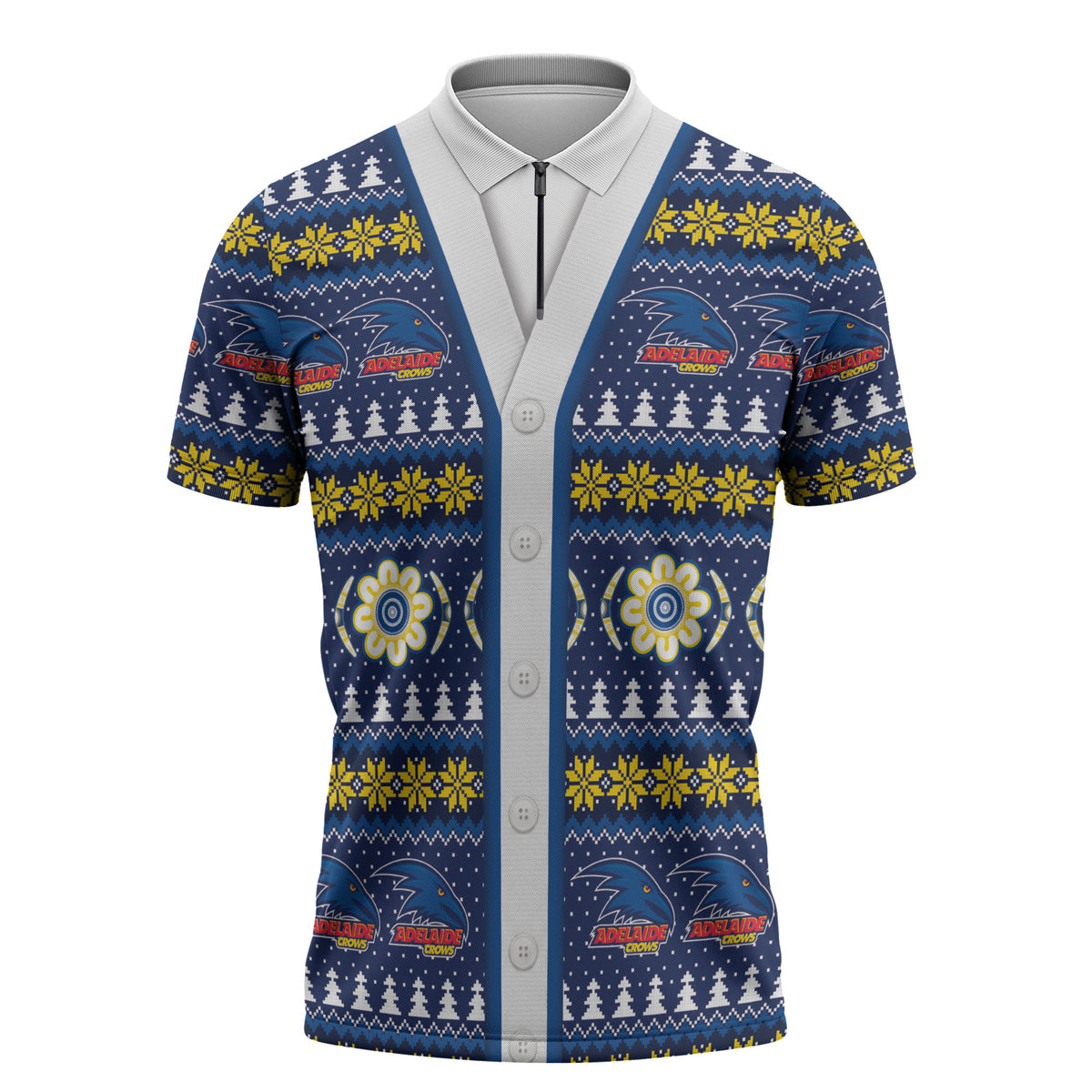Adelaide Crows Football Christmas Zipper Polo Shirt Aboriginal Seamless Cardigan Inspired