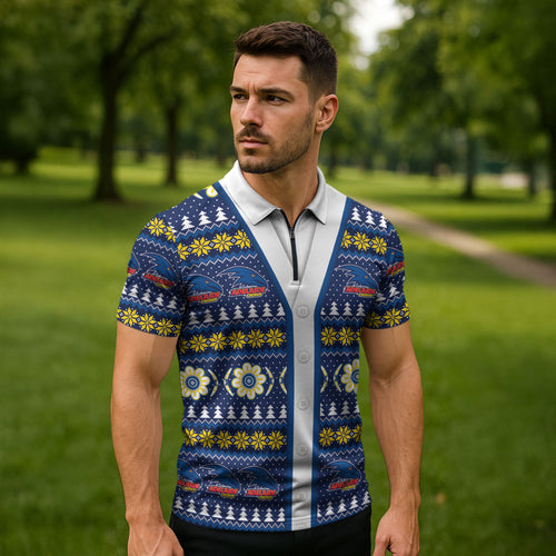 Adelaide Crows Football Christmas Zipper Polo Shirt Aboriginal Seamless Cardigan Inspired
