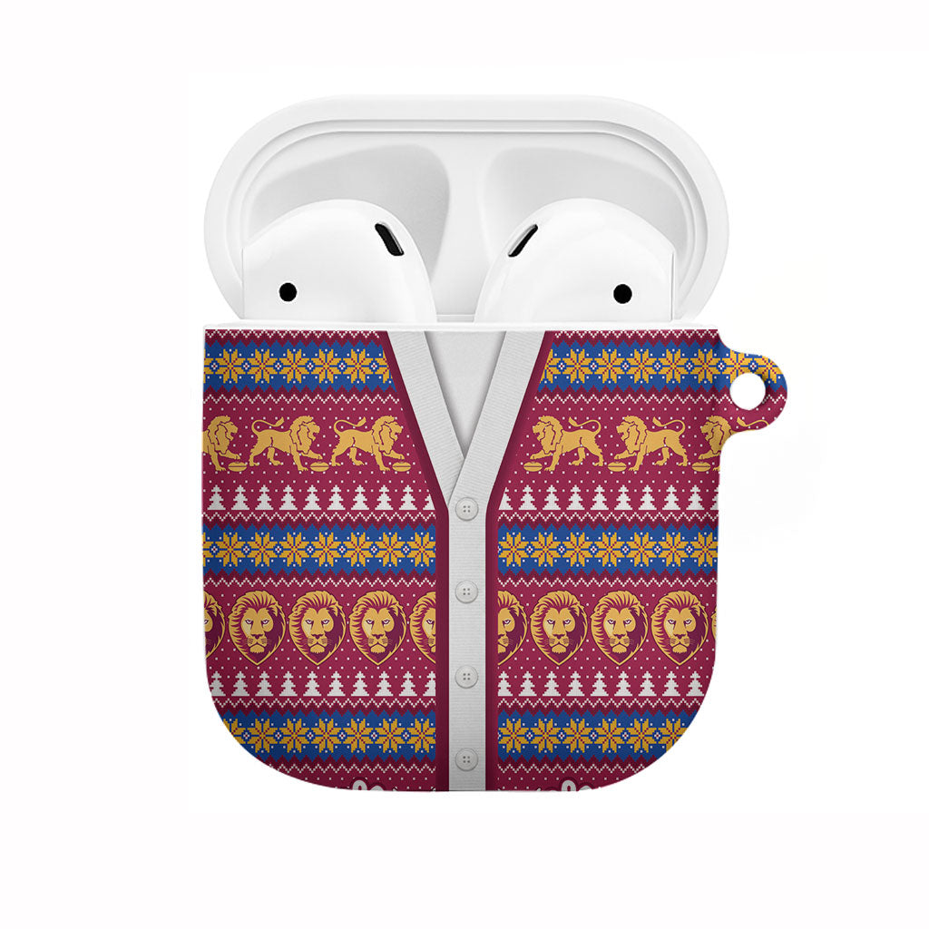Brisbane Lions Football Christmas AirPods Case Aboriginal Seamless Cardigan Inspired