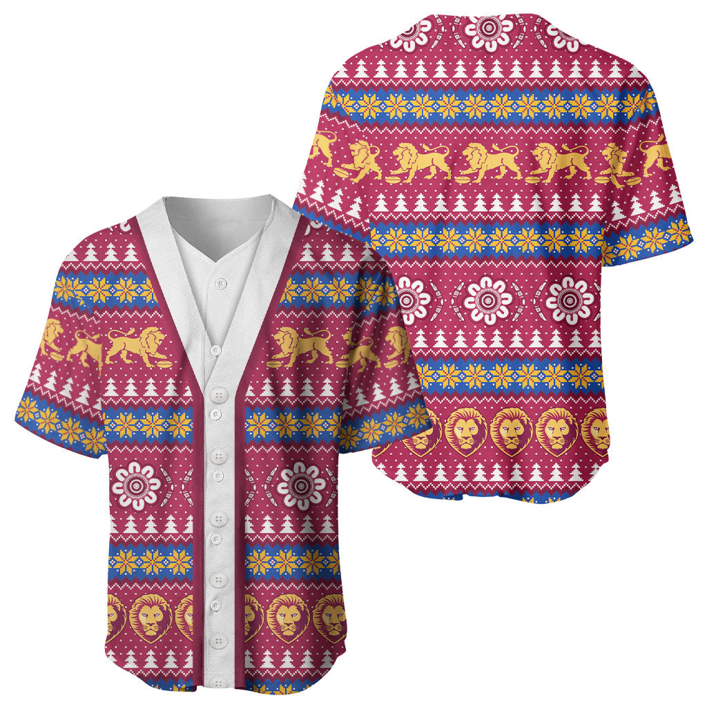 Brisbane Lions Football Christmas Baseball Jersey Aboriginal Seamless Cardigan Inspired