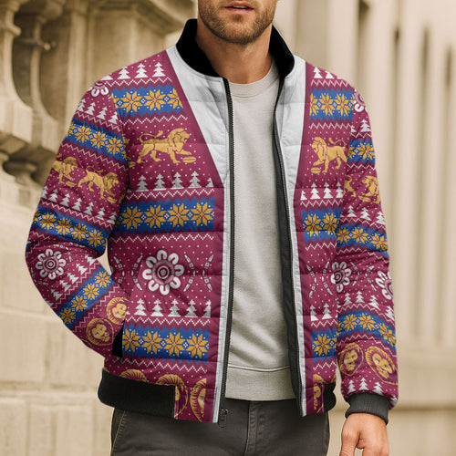 Brisbane Lions Football Christmas Bomber Puffer Jacket Aboriginal Seamless Cardigan Inspired