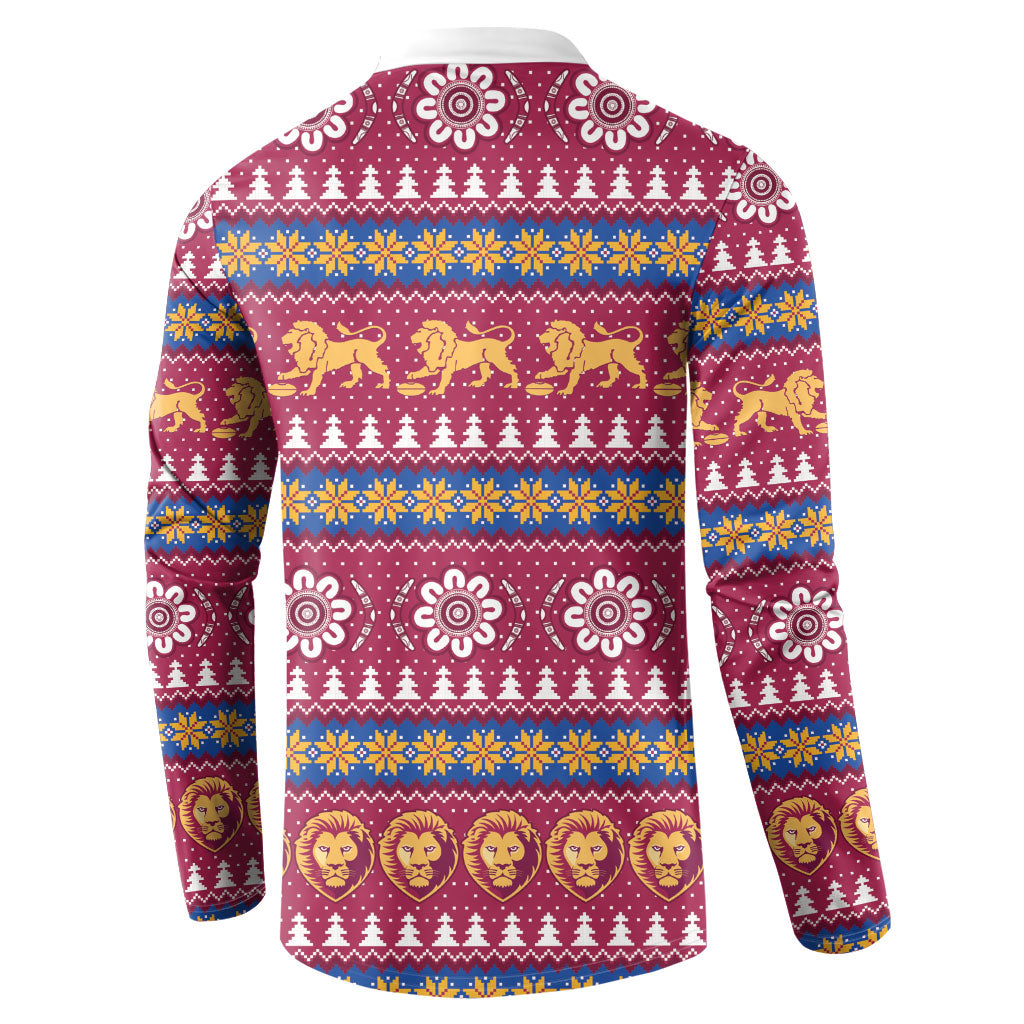 Brisbane Lions Football Christmas Button Sweatshirt Aboriginal Seamless Cardigan Inspired