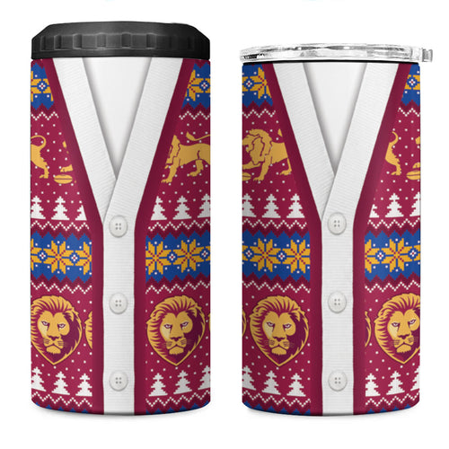 Brisbane Lions Football Christmas 4 in 1 Can Cooler Tumbler Aboriginal Seamless Cardigan Inspired