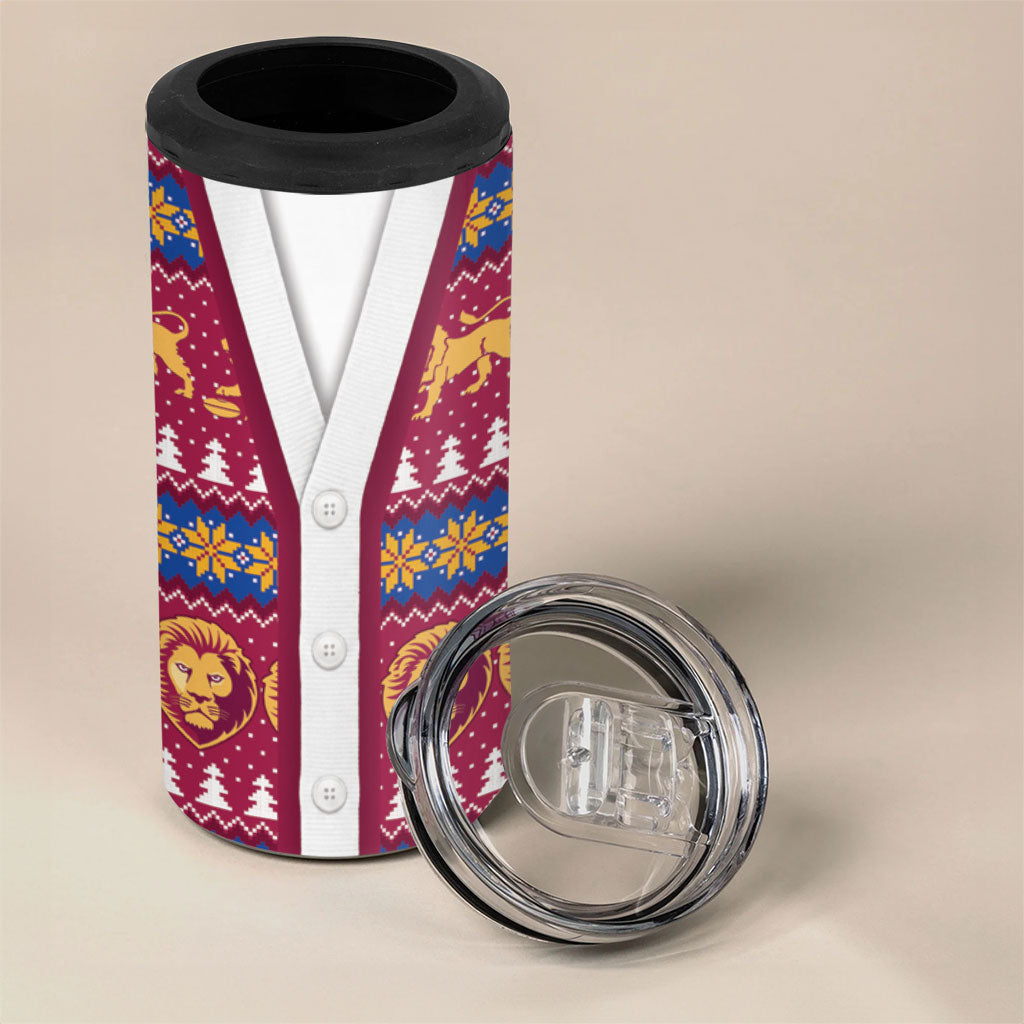 Brisbane Lions Football Christmas 4 in 1 Can Cooler Tumbler Aboriginal Seamless Cardigan Inspired