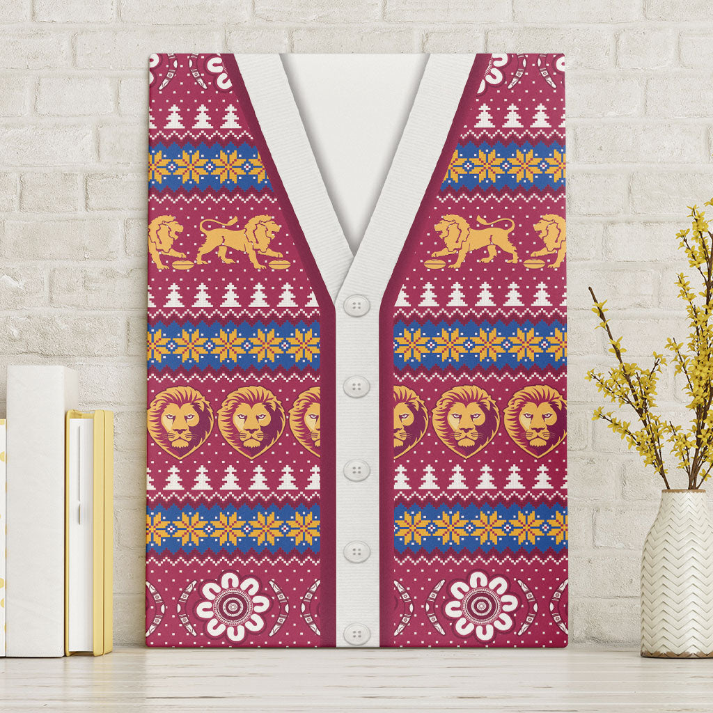 Brisbane Lions Football Christmas Canvas Wall Art Aboriginal Seamless Cardigan Inspired