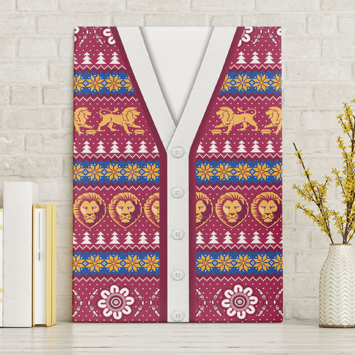 Brisbane Lions Football Christmas Canvas Wall Art Aboriginal Seamless Cardigan Inspired