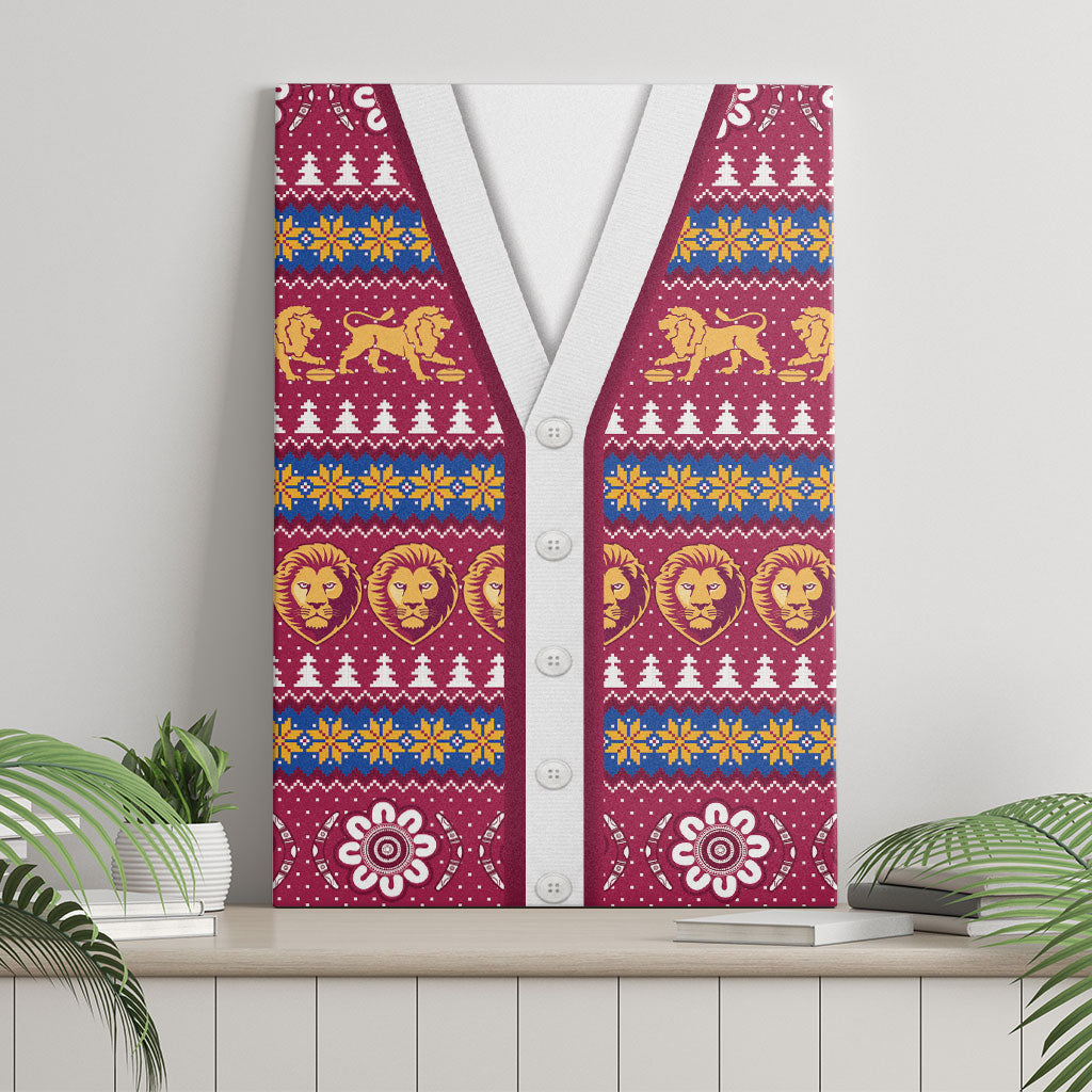 Brisbane Lions Football Christmas Canvas Wall Art Aboriginal Seamless Cardigan Inspired