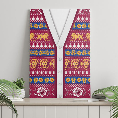 Brisbane Lions Football Christmas Canvas Wall Art Aboriginal Seamless Cardigan Inspired