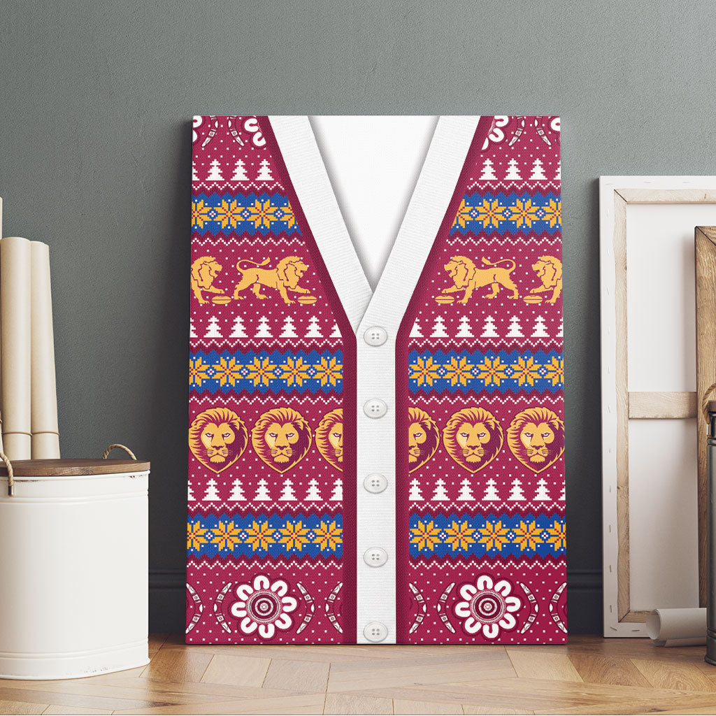 Brisbane Lions Football Christmas Canvas Wall Art Aboriginal Seamless Cardigan Inspired