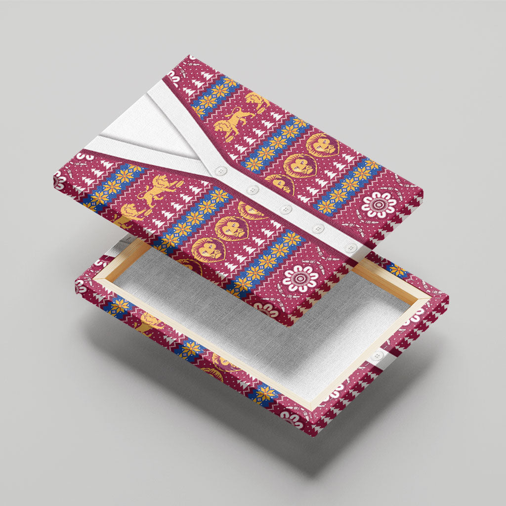 Brisbane Lions Football Christmas Canvas Wall Art Aboriginal Seamless Cardigan Inspired