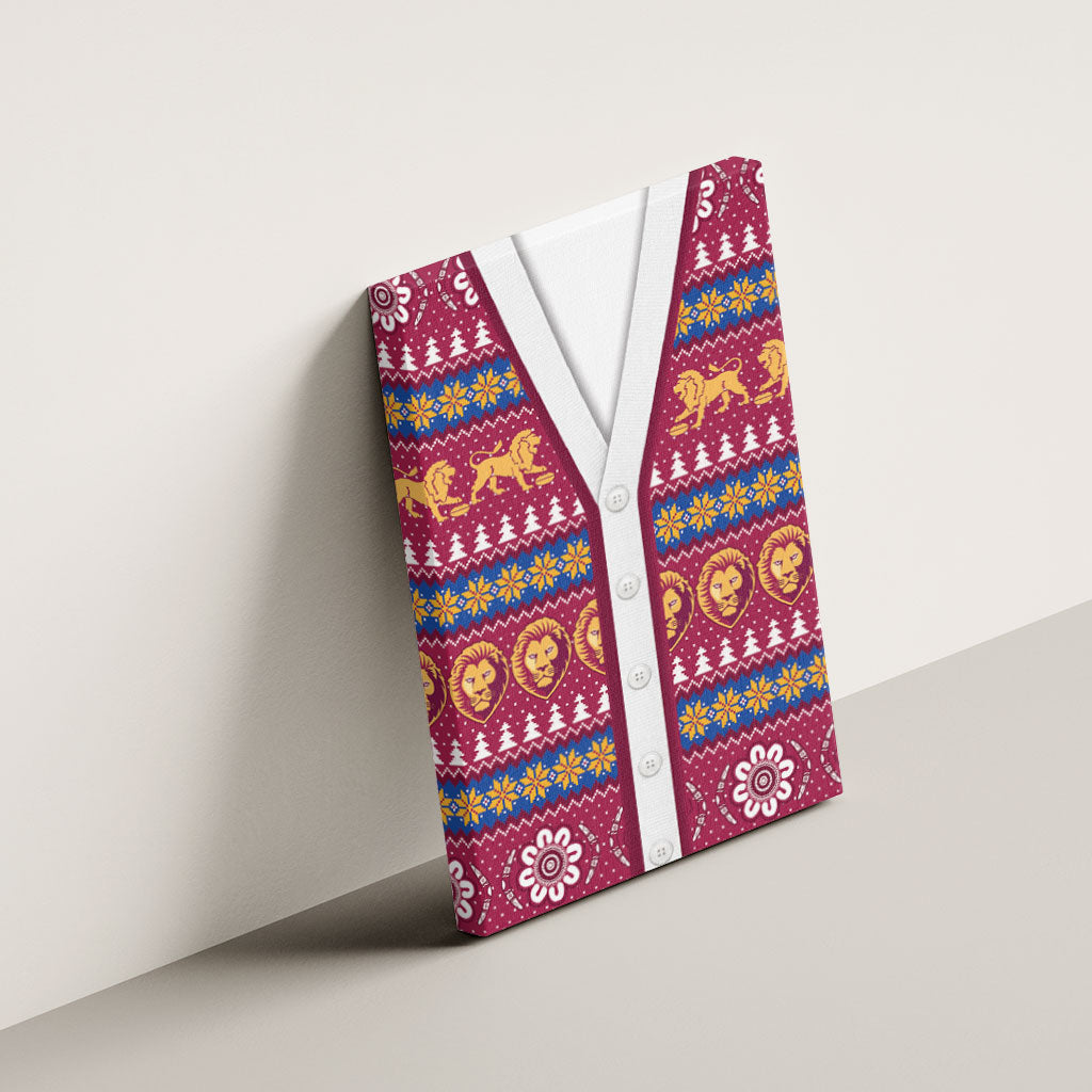 Brisbane Lions Football Christmas Canvas Wall Art Aboriginal Seamless Cardigan Inspired