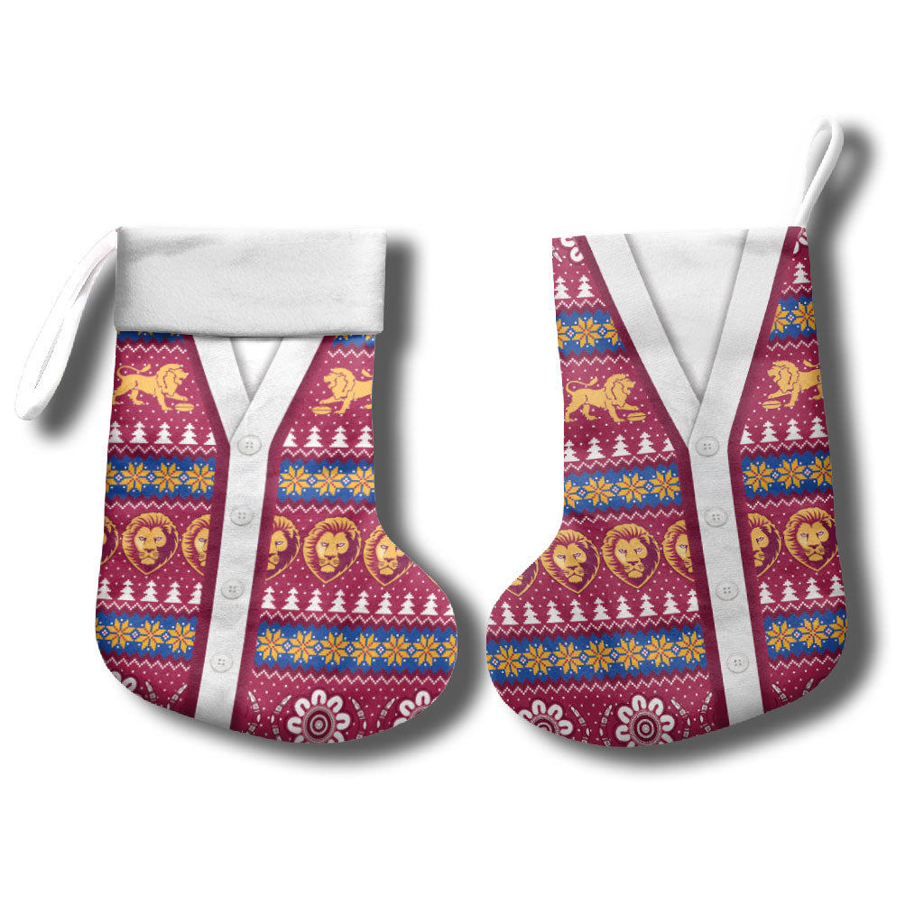 Brisbane Lions Football Christmas Stocking Aboriginal Seamless Cardigan Inspired