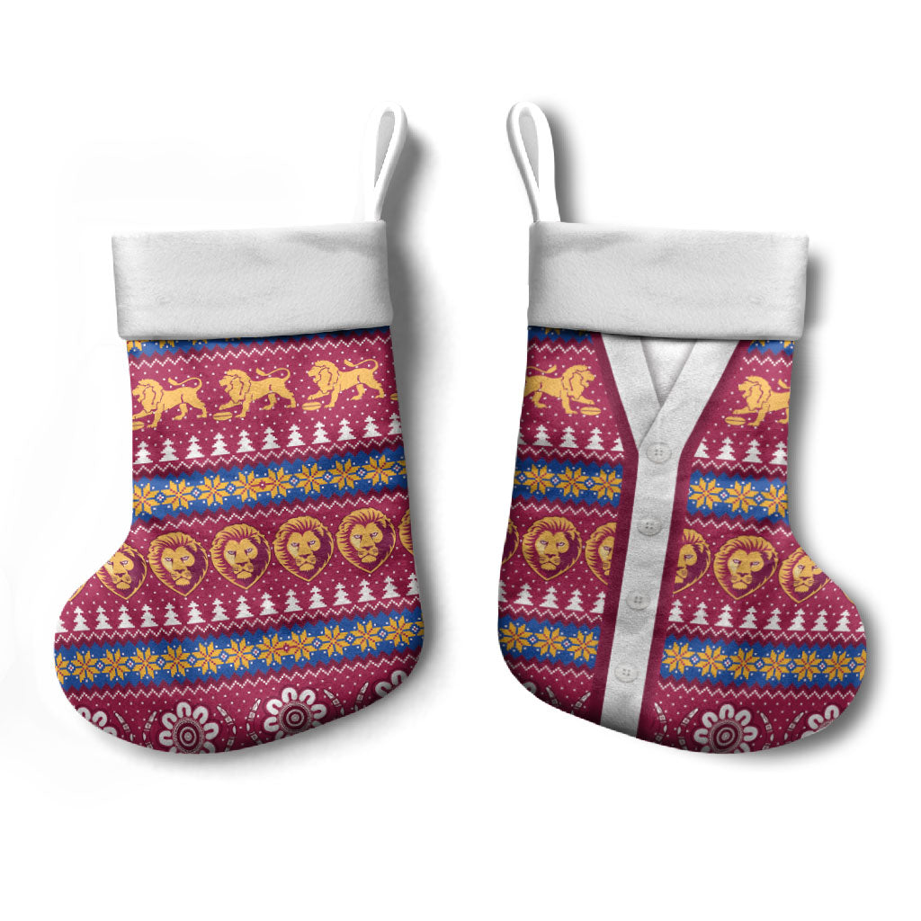 Brisbane Lions Football Christmas Stocking Aboriginal Seamless Cardigan Inspired