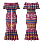 Brisbane Lions Football Christmas Couples Matching Mermaid Dress and Hawaiian Shirt Aboriginal Seamless Cardigan Inspired